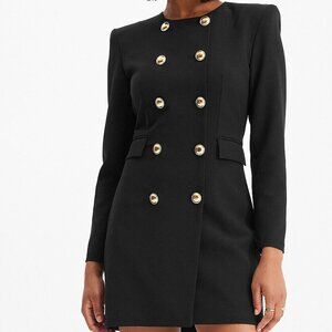 Express Double Breasted Black Mini Blazer Dress with Shoulder Pads